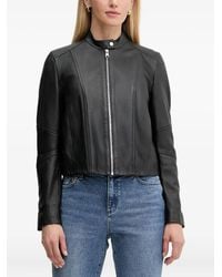 BOSS - Saleste Zip-Front Panelled Leather Jacket - Lyst