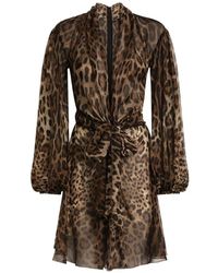 Dolce & Gabbana - Leo-Print Chiffon Dress - Lyst