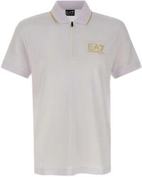 EA7 - Zip-Up Logo-Detail Polo Shirt - Lyst