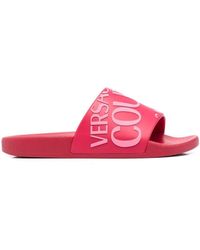 Versace Jeans Couture Fluffy Logo Sliders in Pink | Lyst