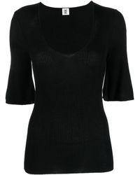 By Malene Birger - Scoop-neck Ribbed-knit T-shirt - Lyst