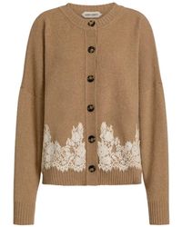Alberta Ferretti - Camel Cashmere Lace Cardigan - Lyst