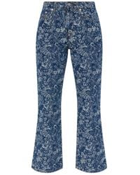 Ganni - Floral-Jacquard Jeans - Lyst