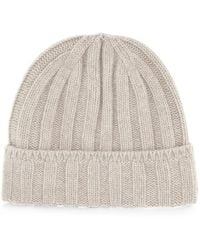 Vanisé - Chalk Ribbed-Knit Beanie Hat - Lyst
