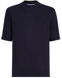 Brunello Cucinelli - Katoenen Jersey T-Shirt Met Opstaande Hals - Lyst