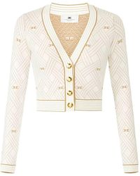 Elisabetta Franchi - Jacquard-Knit V-Neck Cardigan - Lyst