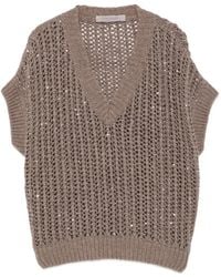 D.exterior - Sequin-Embellished Open-Knit Sweater - Lyst
