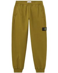 Stone Island - 6200012 Brushed Organic Cotton Fleece Regular-Fit Joggers With Ribbed Cuffs - Lyst