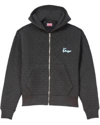 KENZO - Felpa Trapuntata Con Zip E Cappuccio - Lyst