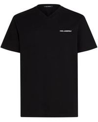 KARL LAGERFELD - Logo-Print V-Neck T-Shirt - Lyst