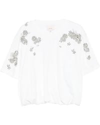 Cinq À Sept - T-Shirt Froncé À Ornements En Cristal - Lyst