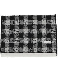 Emporio Armani - Check-Pattern Fringed Scarf - Lyst