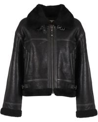 Schott Nyc - Fur-Collar Leather Jacket - Lyst