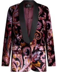 Etro - Velvet Jacket With Print - Lyst