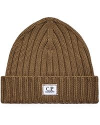 C.P. Company - Logo-Patch Ribbed-Knit Beanie Hat - Lyst