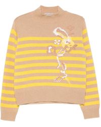 ERMANNO FIRENZE - Striped Embroidered Sweater - Lyst