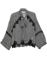 ERMANNO FIRENZE - Lace-Trim Check-Print Blouse - Lyst