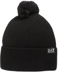 EA7 - Pom-Pom Ribbed Beanie Hat - Lyst