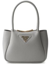 Prada - Logo-Detail Leather Tote Bag - Lyst