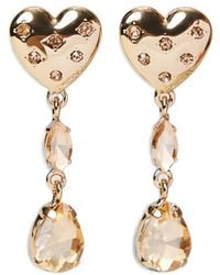 Twinset - Heart-Shaped Earrings With Rhinestone Pendants - Lyst