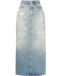 Acne Studios - Paint-Splatter Denim Maxi Skirt - Lyst
