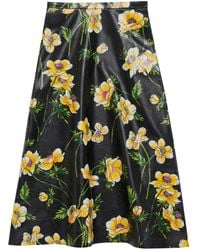 Balenciaga - Floral-print Leather Skirt - Lyst
