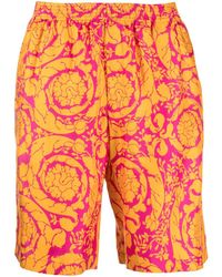 Versace - Shorts aus Seide mit Barocco Silhouette-Print - Lyst