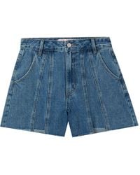 B+ AB - Contrast-Stitching Denim Shorts - Lyst