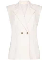 Liu Jo - Padded-Shoulder Double-Breasted Waistcoat - Lyst