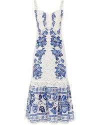 FARM Rio - Broderie Anglaise Sweetheart Mini Dress With Tiered Skirt - Lyst
