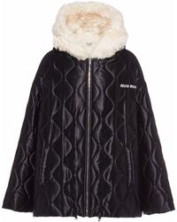 Miu Miu Diamond-quilted Hooded Jacket - Black