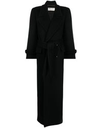 Saint Laurent - Belted Double-breasted Coat - Lyst