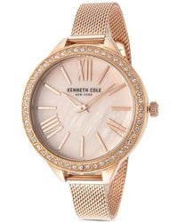 Kenneth Cole - Montre Mm À Lunette Ornée De Cristaux Et Bracelet En Résille - Lyst