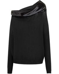 Alberta Ferretti - Asymmetrische Trui Met Satijnen Vlakken - Lyst