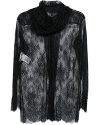 Alberta Ferretti - Floral-Embroidered Tulle Sheer Top - Lyst