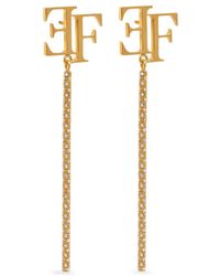 Elisabetta Franchi - Crystal-Embellished Logo-Plaque Earrings - Lyst