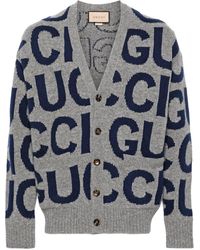 Gucci - Cardigan en laine à logo intarsia - Lyst