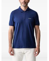 ARMANI EXCHANGE - Logo-Print Zip-Fastening Polo Shirt - Lyst