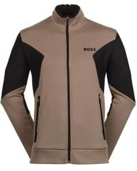 BOSS - Giacca Con Zip E Inserti A Contrasto - Lyst