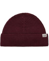 C.P. Company - Logo-Patch Ribbed Beanie Hat - Lyst