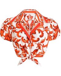 Dolce & Gabbana - Majolica-Prints Short-Sleeved Top - Lyst