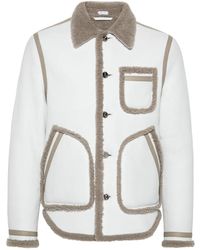 Thom Browne - Shearling-Trim Leather Jacket - Lyst