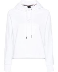 BOSS - Logo-Embroidered Cropped Hoodie - Lyst