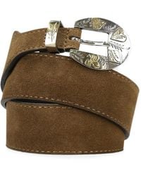 Fortela - Salish Engraved-Buckle Suede Belt - Lyst