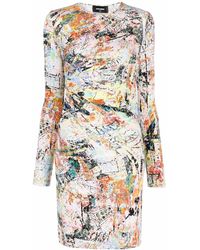DSquared² - Kleid Mit Abstraktem Print - Lyst