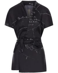 Rick Owens - Print Tie Waist Viscose Blouse - Lyst