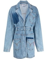 Moschino - Notched-Lapel Denim Minidress - Lyst