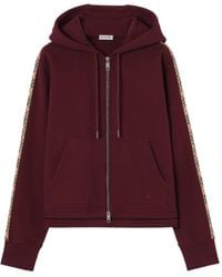 Burberry - Check-Trim Cotton Zip Hoodie - Lyst