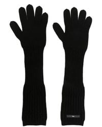 Y-3 - Logo-Patch Ribbed-Knit Long Gloves - Lyst