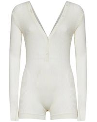 Mugler - Ribbed-Knit Playsuit - Lyst